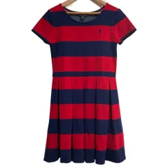 美品 Polo Ralph Lauren ポロラルフローレン ボーダーワンピース サイズXL ネイビー×レッド キッズ 古着 中古 USED