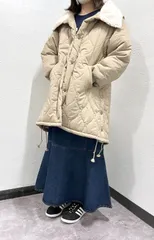2way Boa&Quilting Long Coat (LIGHT BEIGE)のサムネイル