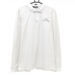 【美品】ジェイリンドバーグ 長袖ポロシャツ 白 裏起毛 メンズ L ゴルフウェア J．LINDEBERG