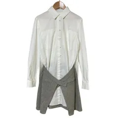 Derek Lam 10 CROSBY デレクラム テンクロスビー  パールボタン シャツレイヤード ワンピース サイズ2 ホワイト グレー レディース 古着 中古 USEDのサムネイル