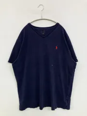 Polo Ralph Lauren ポロラルフローレン Tシャツ/カットソー XL ネイビー 半袖 Vネック ミドル丈 無地 ワンポイント ブランドロゴ メンズ レディース