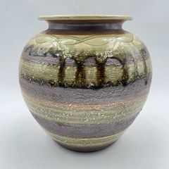若尾利貞 鼡志野 花入 陶器 花瓶 金彩 銀彩 壺 骨董品 遺品整理 骨董