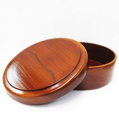 高級】天然木 欅（ケヤキ）くりぬき 二段菓子器 茶櫃 伝統工芸品