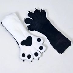 ケモノ着ぐるみ用 肉球グローブ 白黒 ケモ手 コスプレ ファー手袋 ケモノ着ぐるみ用 肉球グローブ 白黒 ケモ手 コスプレ ファー手袋