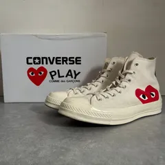 定価1.7万 箱付 PLAY CONVERSE CHUCK TAYLOR プレイ コム デ ギャルソン×コンバース ハイカット スニーカー ベージュ オフホワイト  28.5㎝のサムネイル