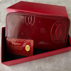 未使用品 Cartier（カルティエ）長財布 ハッピーバースデー パンテール エナメル ジップ 赤 ロゴ 箱 ギャランティのサムネイル