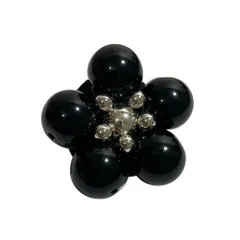 美品 Rene ルネ フラワーモチーフ ブローチ コサージュ アクセサリー ブラック×シルバー レディース 古着 中古 USEDのサムネイル