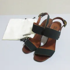 美品 MICHEL VIVIEN ミッシェルヴィヴィアン ダブルベルト ハイヒール バックストラップ サンダル 38 約25cm グリーン レディース 古着 中古 USEDのサムネイル