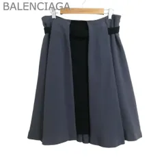 新品同様 BALENCIAGA バレンシアガ フレアスカート ウエストベルト レイヤード ボックスプリーツ 膝丈 アセテート×ポリエステル グレー サイズ40 レディースのサムネイル