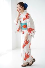 新品未使用タグつき　浴衣単品　TEIJINカルキュロ　フリーサイズ　金魚柄 新品未使用タグつき 浴衣単品 TEIJINカルキュロ フリーサイズ 金魚柄