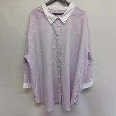 ディオラート バイカラー半袖シャツ ブラック×ラベンダーピンクLサイズ 