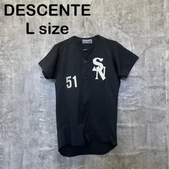 【k-460】DESCENTE デサント ベースボールシャツ 黒 ブラック ゲームシャツ ユニフォーム 半袖 USA古着 ストリート スポーツMIX 刺繍ロゴ 00s Y2K 雰囲気系