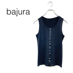 bajura バジュラ サテンセンターラインシャイニーリブタンクトップ 無地  Uネック セミシアー 薄手 アメリカンスリーブ size2 ブラック ポリエステル レーヨンのサムネイル