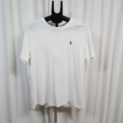 ラルフローレン Tシャツ スリムフィット 裾刺繍 ホワイト drip S 