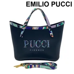 エミリオプッチ EMILIO PUCCI トートバッグ ショルダーバッグ 2WAY プッチ柄 ブランドロゴプリント 台形 黒 レザー レディース 6D246のサムネイル