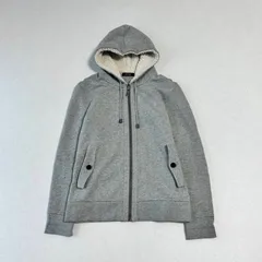 BURBERRY BLACK LABEL boa zip foodie M y2k バーバリーブラックレーベル ボア ジップパーカー フード グレー ロゴ刺繍のサムネイル