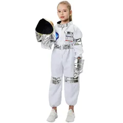 [sac taske] 宇宙服 コスプレ 宇宙飛行士 キッズ 子供 仮装 ハロウィン ジャンプスーツ ３点セット (130〜140㎝) [130〜140㎝]