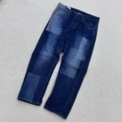 boom-x Jeansパッチワーク デニムパンツ ワイドシルエット 38インチ