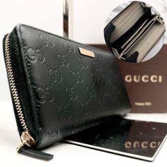 ◇レア極美品◇グッチ シマレザー 長財布 ロゴプレート ブラック バイ