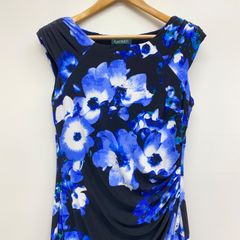 ラルフローレン 花柄 ワンピース フレンチスリーブ 14W 黒 ゆったり