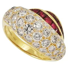 送料無料・返品可♪ピキョッティ ルビー0.95ct パヴェダイヤ2.61ct リング K18YG 14号 新品仕上げ済み♪【中古】のサムネイル