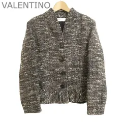 美品 ヴァレンティノ VALENTINO ノーカラージャケット ジャケット ツイード 裾フリル シングル 4B ブラウン系 サイズ10 レディースのサムネイル