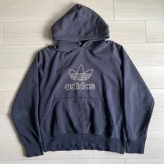 80s adidas パーカー フーディ ブラック 刺繍 スミクロ フェード 