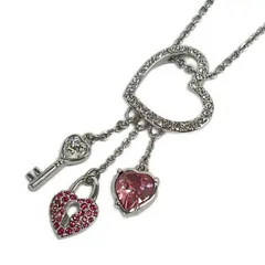 SWAROVSKI(スワロフスキー) ネックレス美品  - シルバー×ピンク ハート/キー(鍵)/パドロック(南京錠)のサムネイル