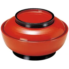 6寸 乱引三日月丼/どんぶり鉢 〔朱ツバ黒 TA〕 直径180×高さ103(69)mm 日本製 食洗機対応 〔和食 レストラン 店舗 お店〕