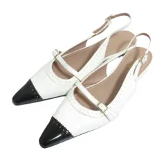 Her lip to ハーリップトゥ Medallion Slingback Pumps メダリオン スリングバック ローヒール パンプス ホワイト×ブラック レディース 古着 中古 USEDのサムネイル