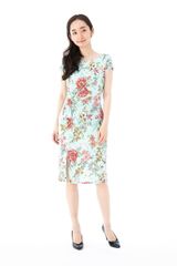 kayme花柄 Lサイズ 半袖 ひざ丈ワンピース 琉球紅型くすみピンク kayme花柄 Lサイズ 半袖 ひざ丈ワンピース 琉球紅型くすみピンク