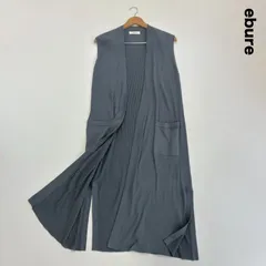 ebure エブール☆ロングリブニットジレ ベスト 羽織 ノースリーブ カーディガン くすみブルーのサムネイル