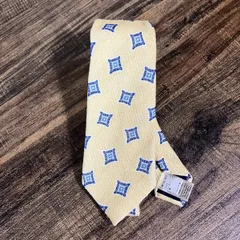 Altea milano アルテア シルクレーヨンリネン ジャガード 小紋 春夏用 サマー ネクタイ イエロー Made in Italyのサムネイル