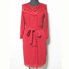 美品 VIVIENNE TAM ヴィヴィアンタム ウエストリボン パワーネット ワンピース 015-240114 サイズ0 レッド レディース 古着 中古 USEDのサムネイル