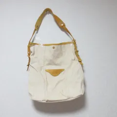 美品 SEAGULL SHIP シーガルシップ キャンバス レザー セミショルダーバッグ ナチュラル イエローベージュ レディース 古着 中古 USEDのサムネイル