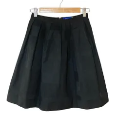 美品 BLUE LABEL CRESTBRIDGE ブルーレーベルクレストブリッジ シャドーチェック ひざ丈 タック フレアスカート 36 ブラック レディース 古着 中古 USED