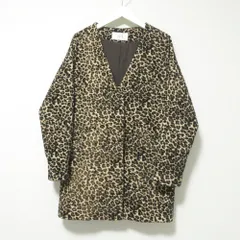 美品 VICKY ビッキー ヒョウ柄ジャガードVネックコート レオパード柄 ノーカラージャケット 1 ベージュ系 レディース 古着 中古 USEDのサムネイル