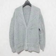 美品 23AW Grace Class グレースクラス グレースコンチネンタル Vネック レタードビジューカーディガン 0223353215 36 グレー レディース 古着 中古 USEDのサムネイル