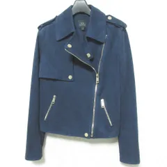 美品 ARMANI EXCHANGE アルマーニエクスチェンジ エコスエード ライダースジャケット ブルゾン 6GYB18 YNHMZ S ネイビー レディース 古着 中古 USEDのサムネイル