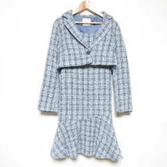 美品 23AW AND COUTURE アンドクチュール ファンシーツイードミニワンピース＋ジャケットセット アンサンブル 38 ブルー レディース 古着 中古 USEDのサムネイル