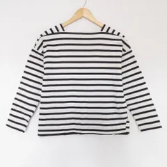 美品 la marine francaise マリンフランセーズ ボーダー ロングスリーブ バスクシャツ Tシャツ サイズF オフホワイト×ブラック レディース 古着 中古 USEDのサムネイル