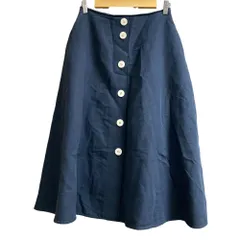 美品 yori ヨリ フロントボタン リネンブレンド ロングスカート サイズ38 ネイビー レディース 古着 中古 USEDのサムネイル