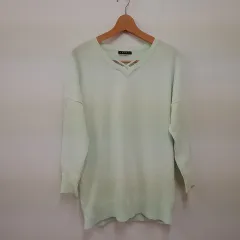 INGNI イング セーター ニット クロスストラップ Vネック チュニック丈 上品 抜け感 ミントグリーン Mサイズ  〇□