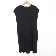 美品 MSGM エムエスジーエム ボーダー柄 ノースリーブ ひざ丈 ワンピース 40 ブラック レディース 古着 中古 USEDのサムネイル