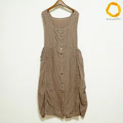 #anc ネストローブ nest Robe ワンピース 紺 茶色 ノースリーブ 薄手 麻 ストライプ レディース [988551]