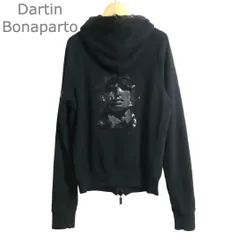 美品 Dartin Bonaparto ダルタンボナパルト スウェットパーカー ジャケット ブルゾン スパンコール バックロゴ フード ダブルジップ コットン ブラック サイズ46 メンズのサムネイル