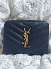 美品】サンローラン 長財布 フラップ ブルー Vステッチ YSL - メルカリ