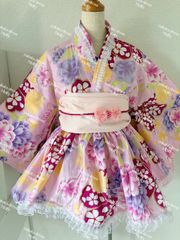夢展望 平成 姫ギャル 浴衣ドレス レース バラ柄 ピンク y2k レア