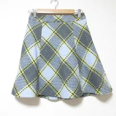 美品 BLUE LABEL CRESTBRIDGE ブルーレーベルクレストブリッジ アーガイル チェック柄 フレア ミニスカート 36 ブルー系 レディース 古着 中古 USED