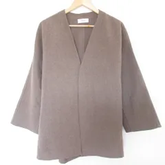 美品 24AW Mila Owen ミラオーウェン ウールブレンド ベルテッド ノーカラーニットジャケット F ブラウン レディース 古着 中古 USED
